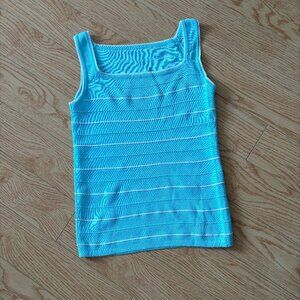 Vintage Blue and White Square Neck Tank Top Small Knit